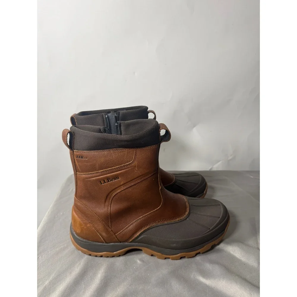 LL Bean Storm Chaser Boots Mens 14 Brown Leather Waterproof TEK2.5 Zip Winter